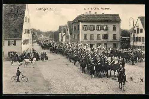 AK Dillingen a. D., K. b. 8. Chev. Regiment im Marsch