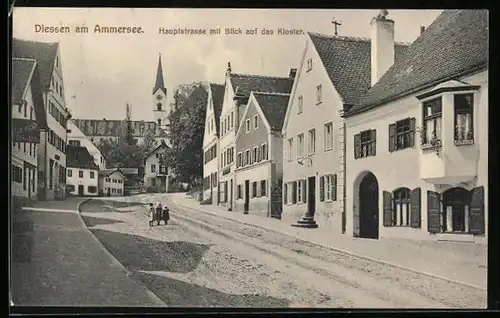 AK Diessen am Ammersee, Hauptstrasse mit Blick auf das Kloster