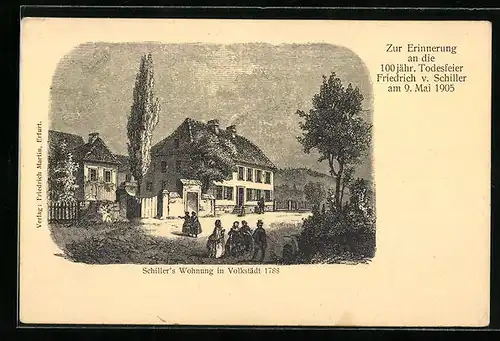 AK Volkstädt, Schillers Wohnung um 1788, Zur Erinnerung an die 100. jähr. Todesfeier