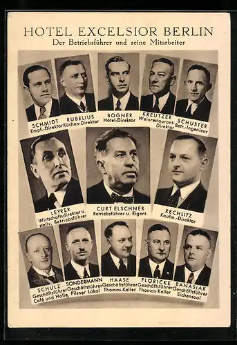 AK Berlin, Hotel Excelsior, Der Betriebsführer und seine Mitarbeiter