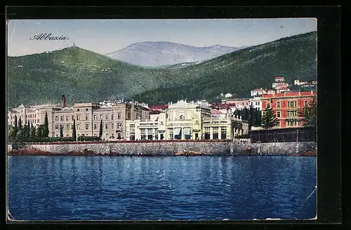 AK Abbazia, Häuserpartie am Ufer