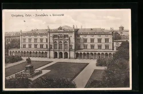 AK Königsberg i. Pr., Paradeplatz und Universität