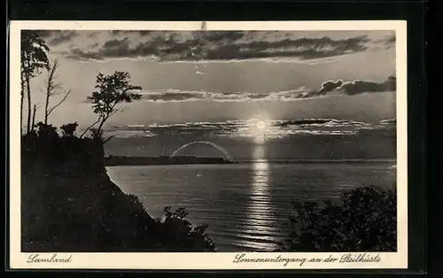 AK Samland, Sonnenuntergang an der Steilküste