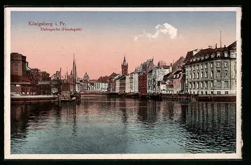 AK Königsberg i. Pr., Hafenpartie am Hundegatt