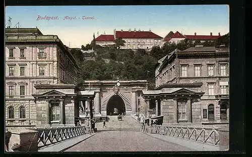 AK Budapest, Alagut-Tunnel mit Umgebung