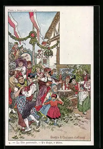 Künstler-AK sign. P. Kauffmann: Usages & Costumes d`Alsace, la fete patronale