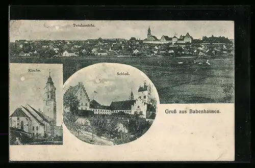 AK Babenhausen, Kirche, Schloss, Ortsansicht