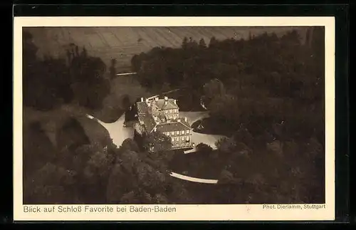 AK Baden-Baden, Schloss Favorite aus dem Zeppelin-Luftschiff gesehen