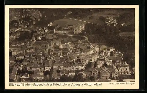AK Baden-Baden, Kaiser Friedrich- und Augusta Viktoria-Bad aus dem Zeppelin-Luftschiff gesehen