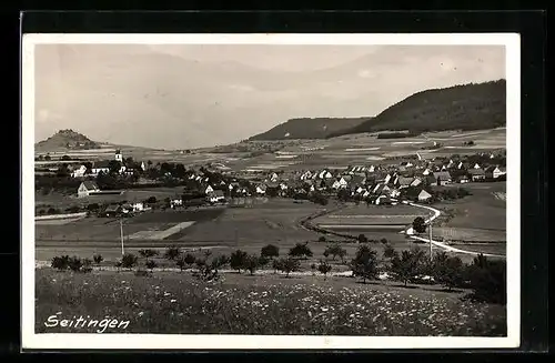 AK Seitingen, Panoramablick von der Bergwiese aus gesehen