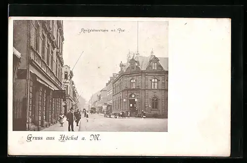 AK Höchst a. M., Königsteinerstrasse mit Post