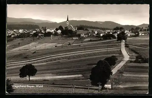AK Wegscheid / Bayer. Wald, Totale mit Kirche