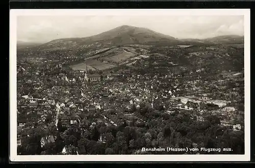 AK Bensheim / Hessen, Gesamtansicht, Flugzeugaufnahme