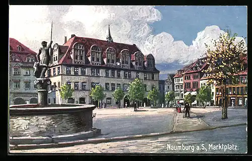 AK Naumburg a. S., Marktplatz mit Brunnen