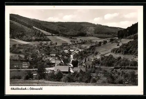 AK Schöllenbach / Odenwald, Totale von der Bergwiese aus gesehen