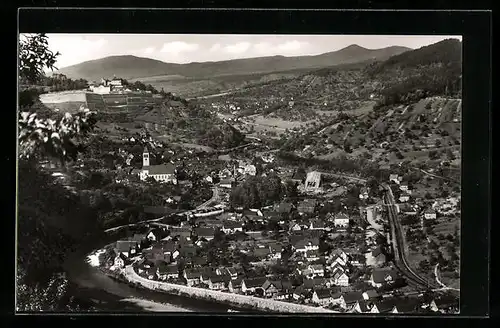 AK Hilpertsau / Murgtal, Gesamtansicht mit Schloss Eberstein und Blick auf Obertsrot