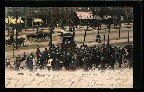 AK Hamburg-St.Pauli, ein Stück St. Pauli mit Passanten