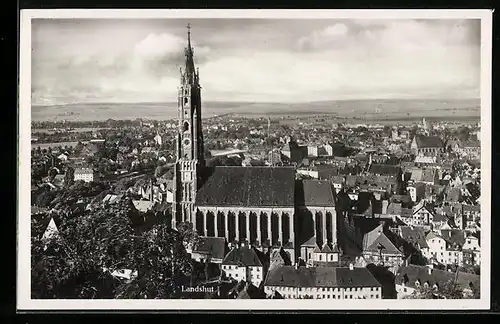 AK Landshut, Gesamtansicht aus der Vogelschau