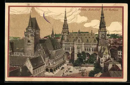 AK Aachen, Katschhof mit Rathaus