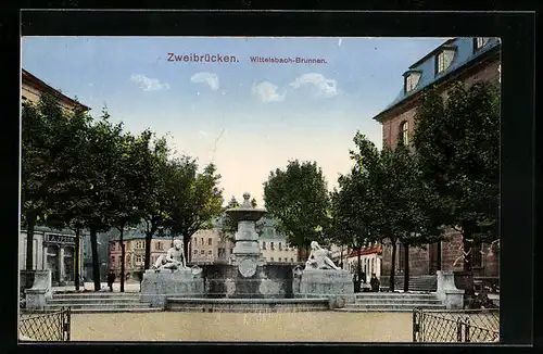 AK Zweibrücken, am Wittelsbach-Brunnen