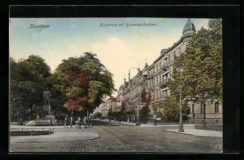 AK Mannheim, Kaiserring mit Bismarck-Denkmal