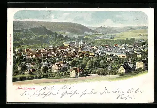AK Meiningen, Panorama mit Kirche