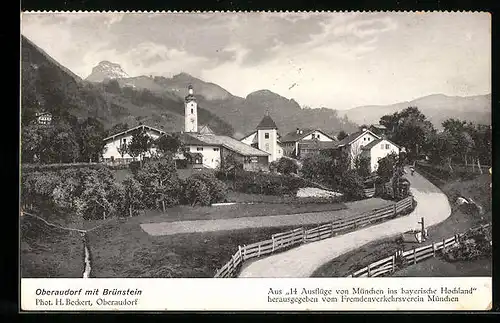 AK Oberaudorf, Ortsansicht mit Brünstein