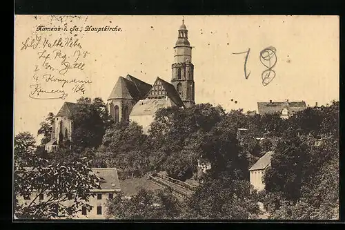 AK Kamenz i. Sa., Blick auf die Hauptkirche