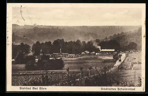 AK Bad Bibra, Blick auf das städtische Schwimmbad