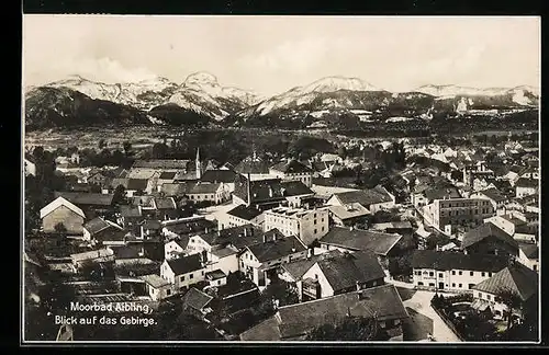 AK Bad Aibling, Ortsansicht mit Blick auf das Gebirge
