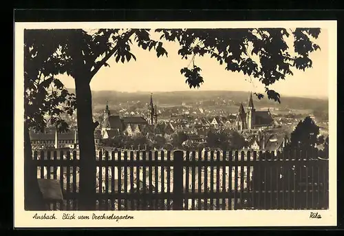 AK Ansbach, Blick vom Drechselgarten zum Ort