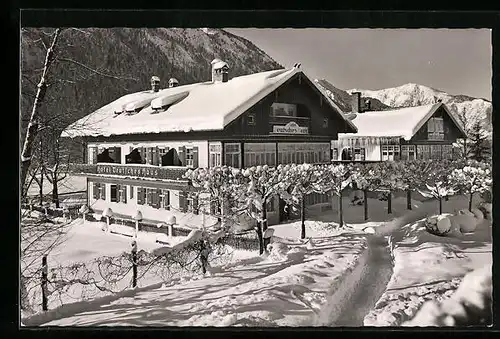 AK Bayrischzell, Hotel deutsches Haus im Winter