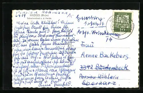 AK Hilders (Rhön), Schwimmbad a. d. Heide mit Besuchern