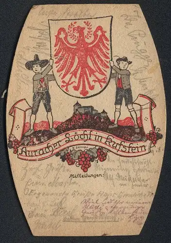 AK Kufstein, Bierdeckel Gasthaus Auracher Löchl