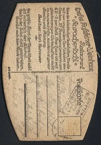 AK Kufstein, Bierdeckel Gasthaus Auracher Löchl