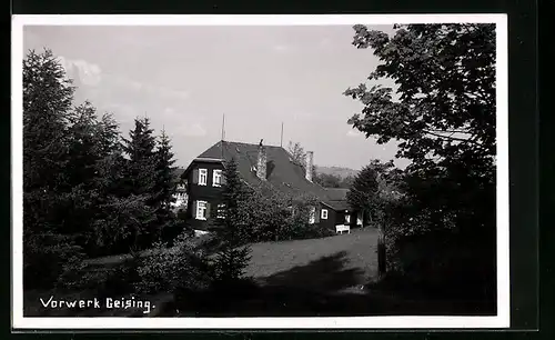 AK Geising, Gasthaus Vorwerk mit Garten