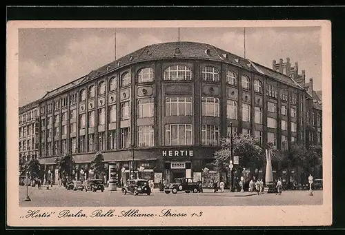 AK Berlin-Kreuzberg, Kaufhaus Hertie, Belle-Alliance-Strasse 1-3