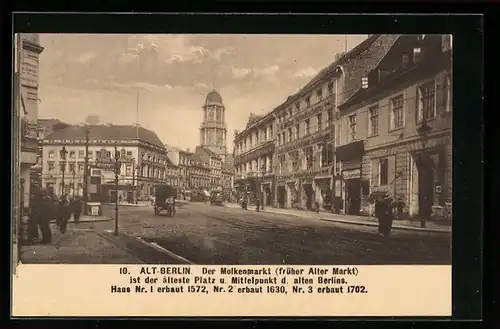 AK Berlin, Molkenmarkt mit Strassenbahn und Möbeltischlerei