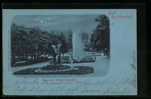 Mondschein-AK Bad Reichenhall, Kurgarten Achselmannstein