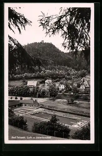 AK Bad Teinach, Luft- u. Schwimmbad aus der Vogelschau