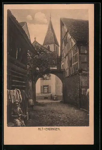 AK Endingen, an der Kirche in der Altstadt