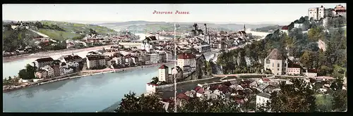 Klapp-AK Passau, Dampfer passiert die Stadt