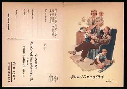 Klapp-AK Süddeutscher Krankenversicherungsverein München, Reklame, Familienglück
