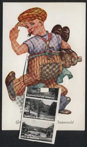 Leporello-AK Montabaur /Westfalen, Schusterjunge sind`ne Masch ..., Grosser Markt, Spielmann`s Kurhotel Waldesruhe