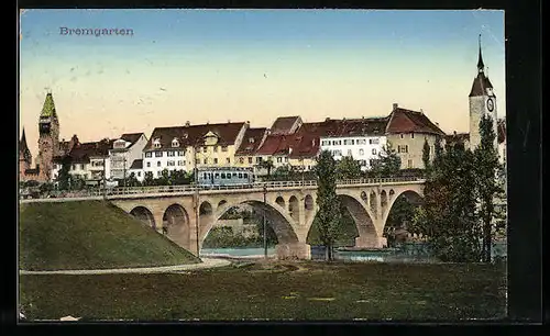 AK Bremgarten, Teilansicht mit Flussbrücke