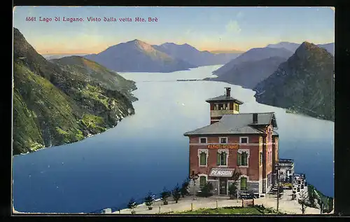 AK Lugano, Visto dalla vetta Mte. Brè, Kulm-Hotel