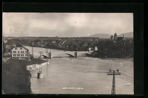AK Rheinfelden, Ortsansicht mit Flusspartie