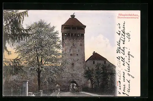 AK Rheinfelden, Totalansicht des Storchennestturms