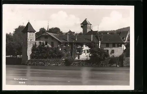 AK Rheinfelden, Flusspartie mit Blick auf die Häuser am Ufer