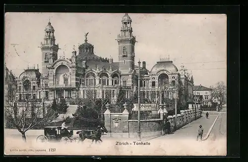 AK Zürich, Strassenpartie mit der Tonhalle